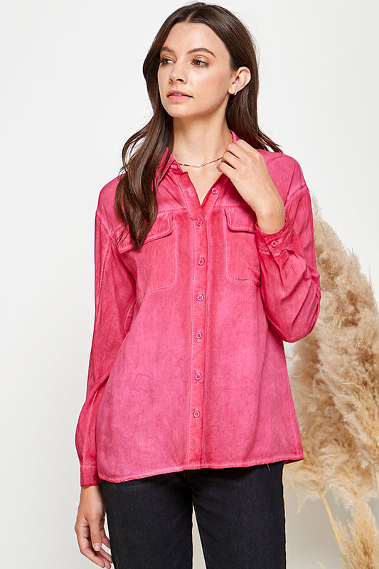 Rayon Shirt - Fuchsia