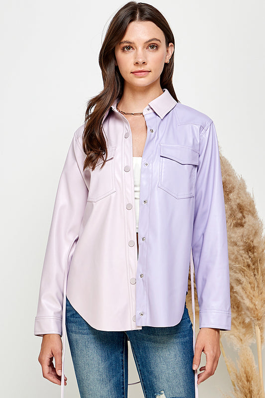Faux Leather Jacket - Lavender